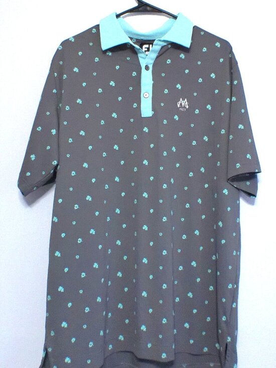 FootJoy Other - FootJoy Golf Polo Shirt Men’s Large Gray Blue Pattern Performance Short Sleeve